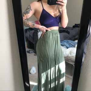 H&M Double slit green Skirt